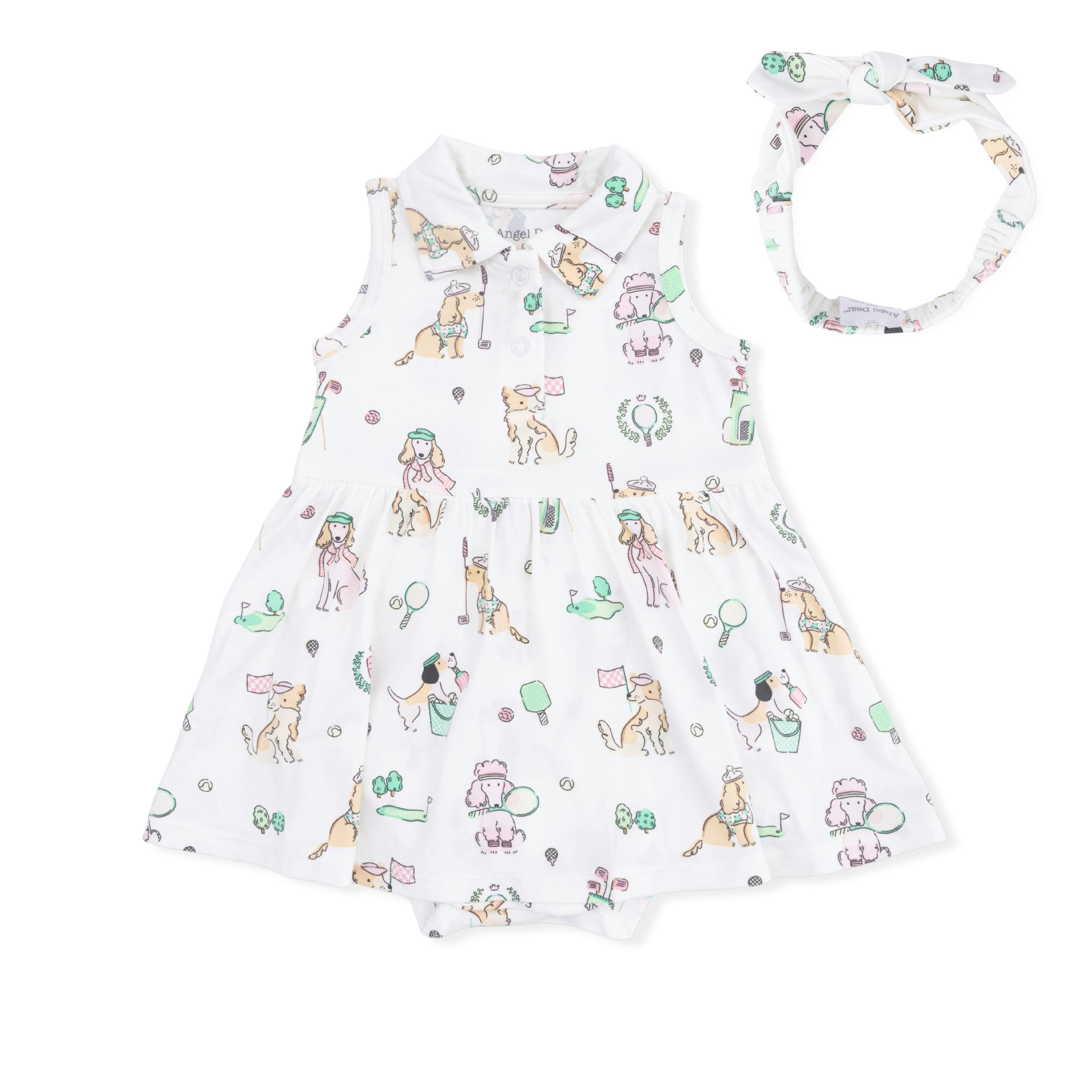 Country Club Dogs Pink - Polo Tennis Dress & Headband