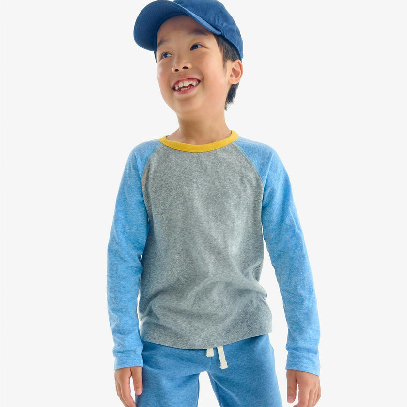 Kids heathered long sleeve baseball tee