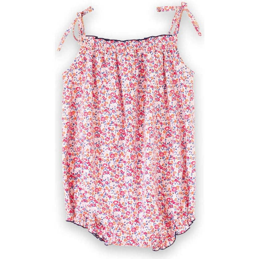 Baby Romper with Smocked Neck
