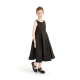 Black Redwooda Satin Bow-Back Dress