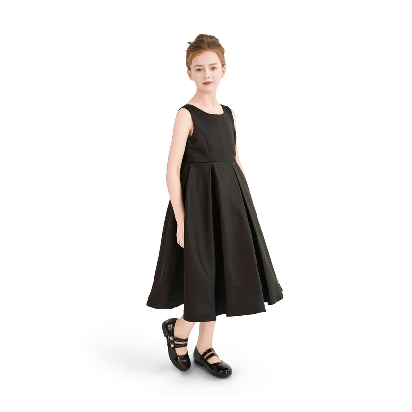 Black Redwooda Satin Bow-Back Dress
