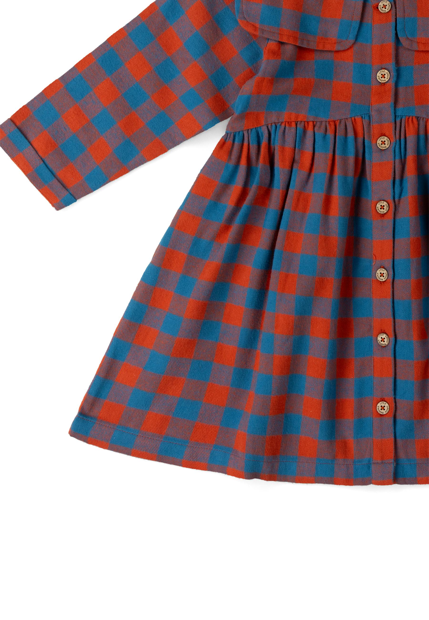 Burnt Ochre Check Sailor Dress, Multi