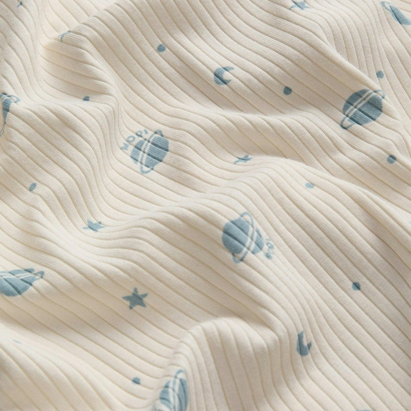Space Ribbed Clever Zip Baby Pajamas