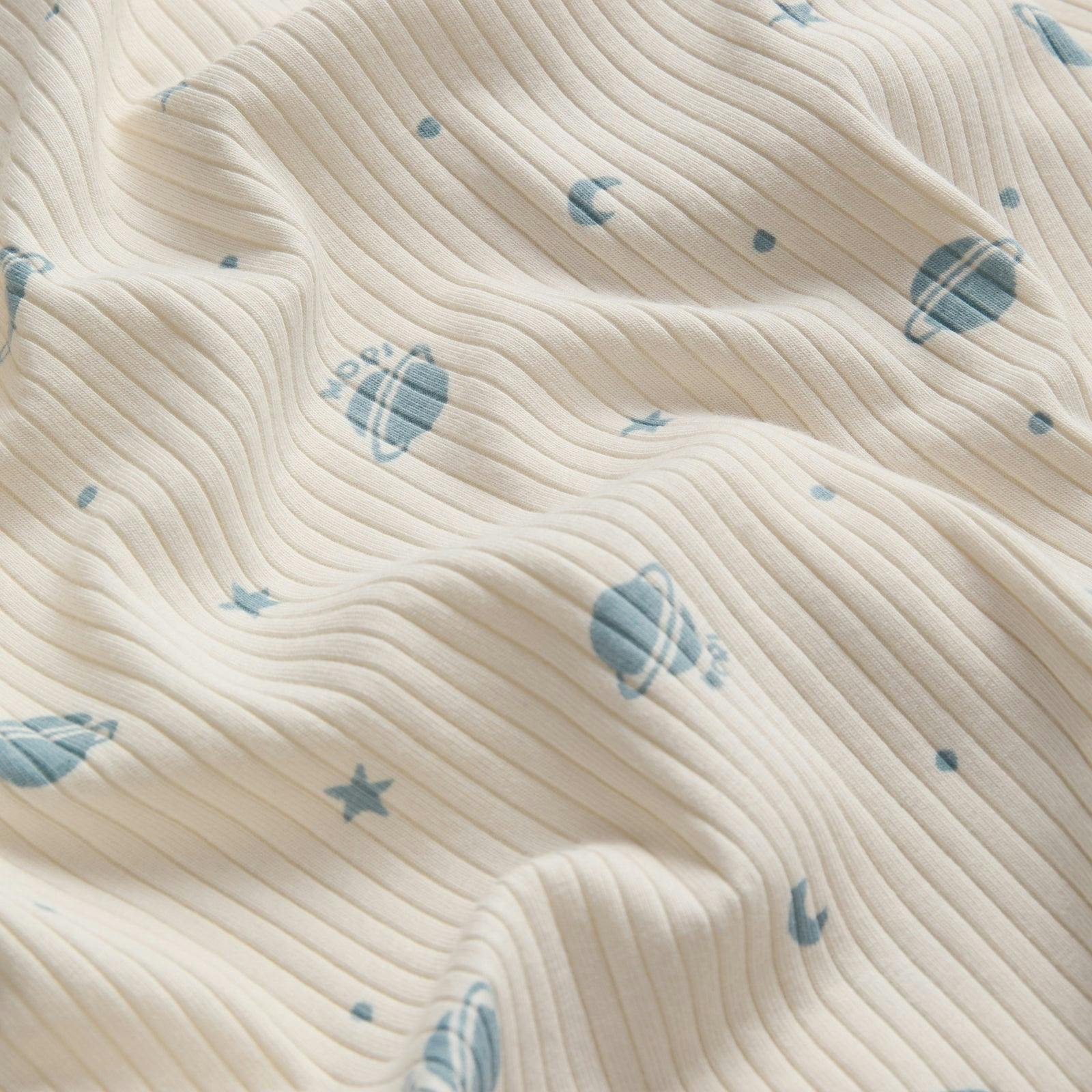 Space Ribbed Clever Zip Baby Pajamas
