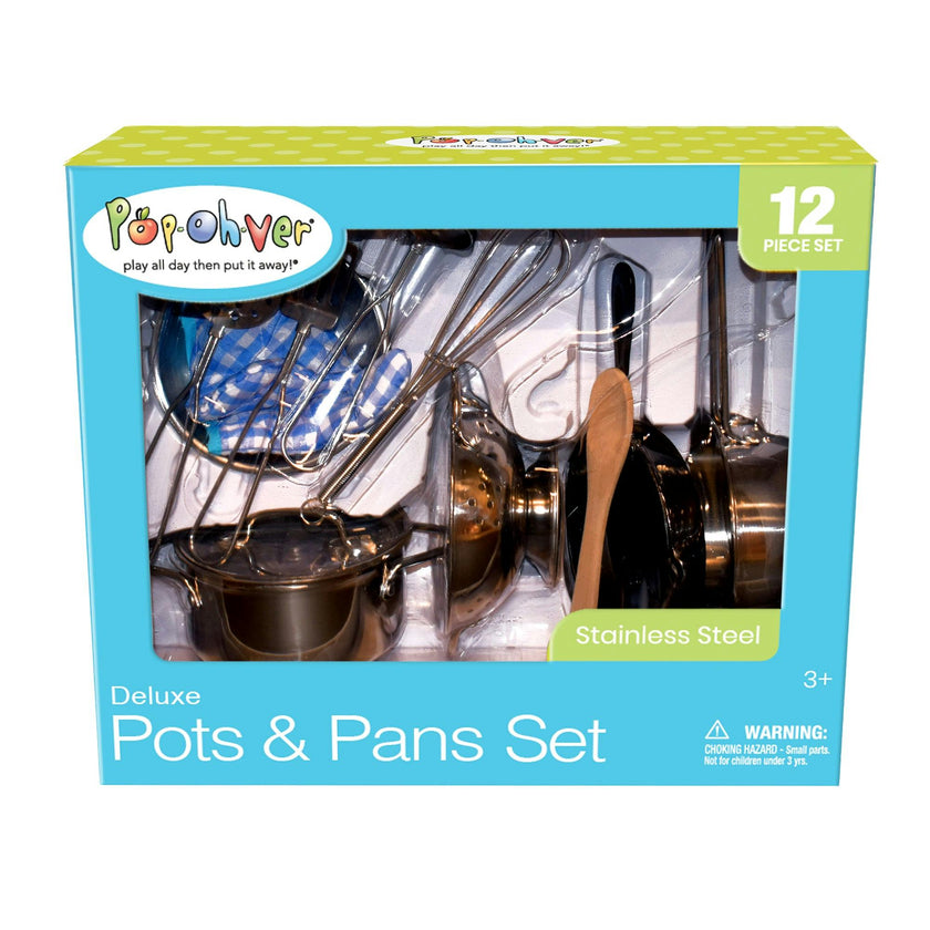 PopOhVer Deluxe Pots & Pans Set with Food Bundle