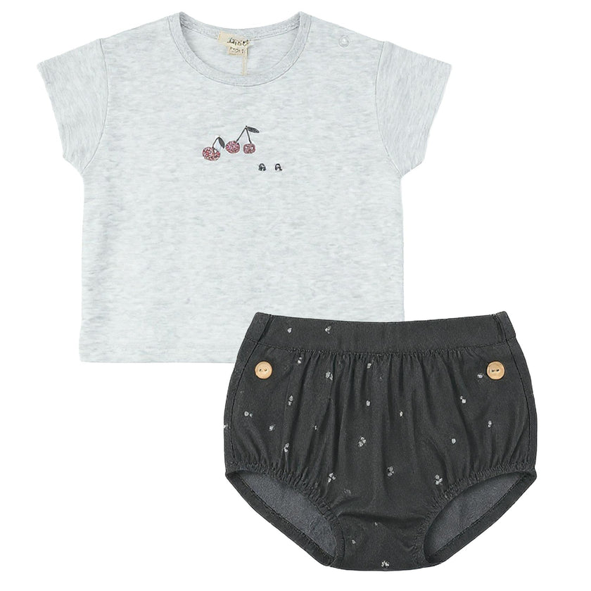 Cherry Woven Denim Panty Set