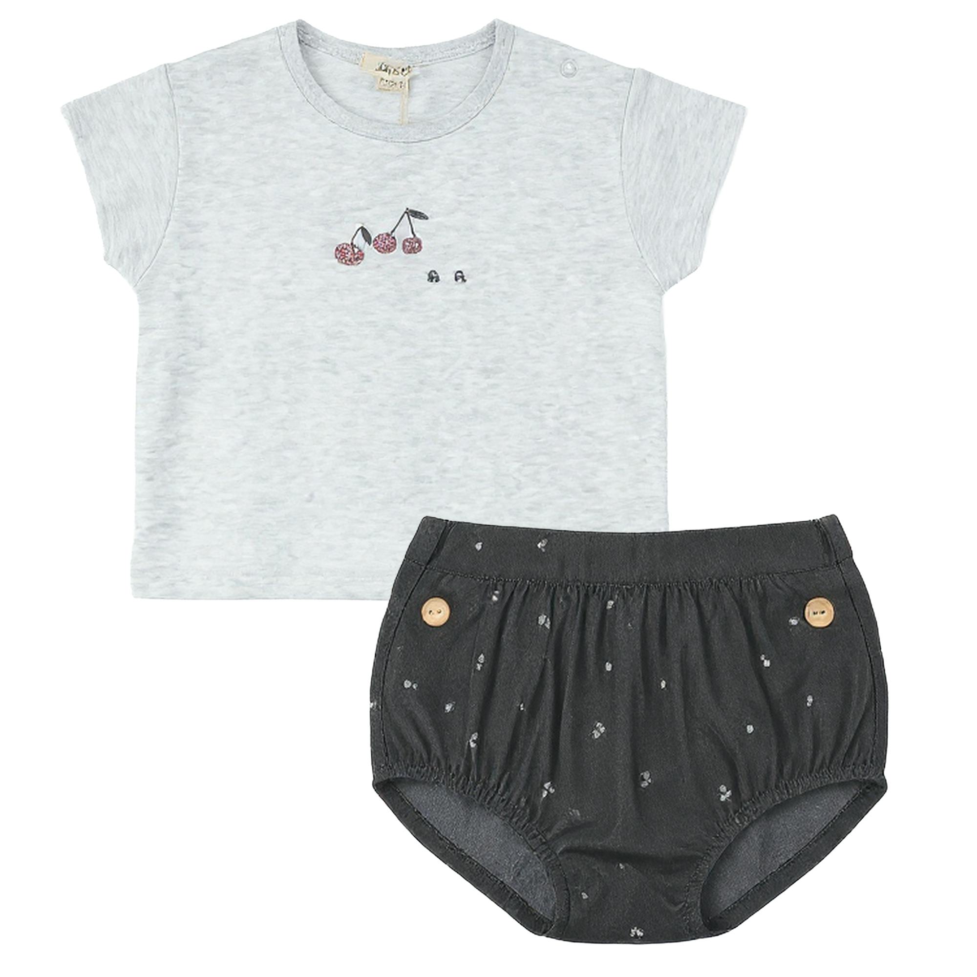 Cherry Woven Denim Panty Set