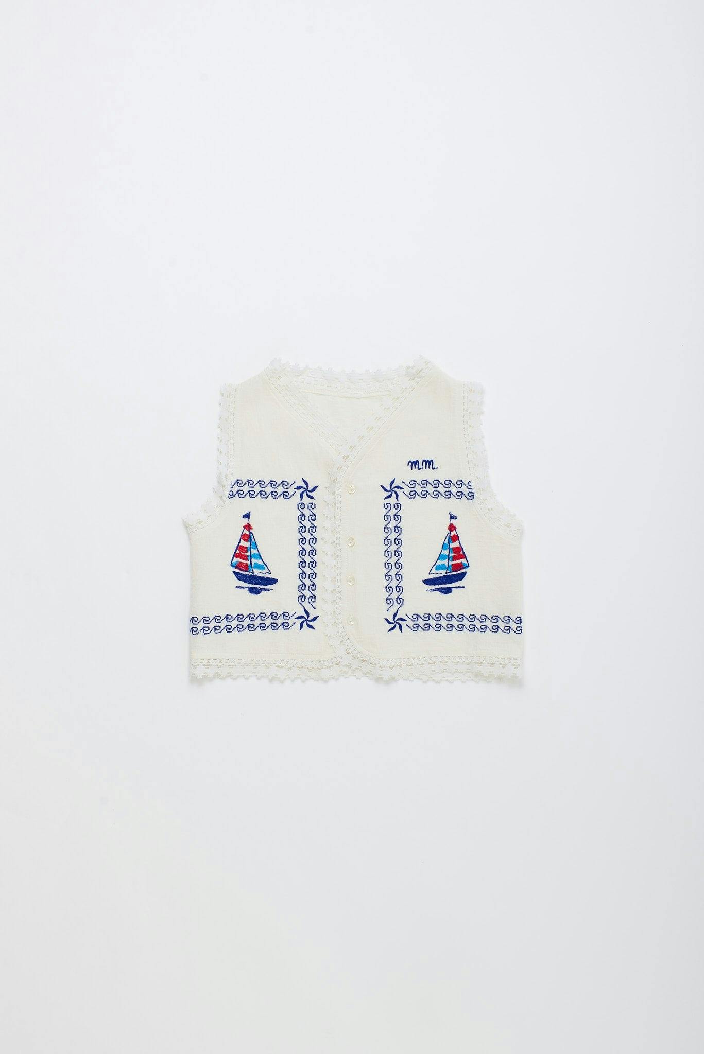 BARCOS EMBROIDERED VEST TOP WHITE