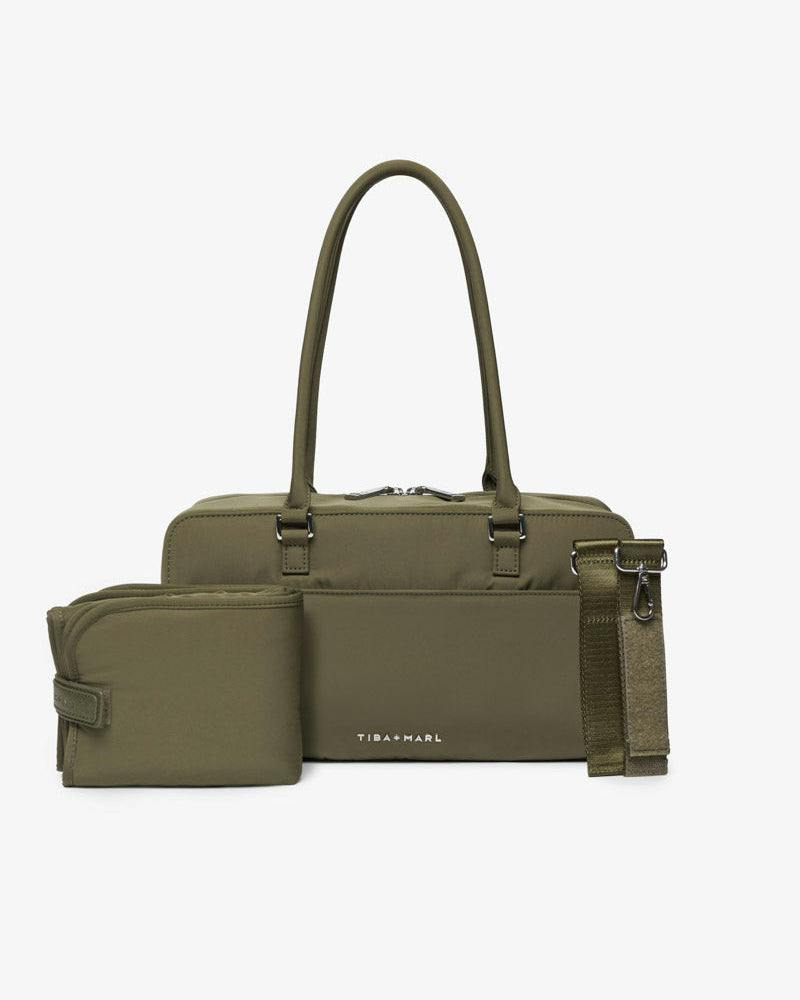 Riley Compact East-West Changing Bag Olive Woven