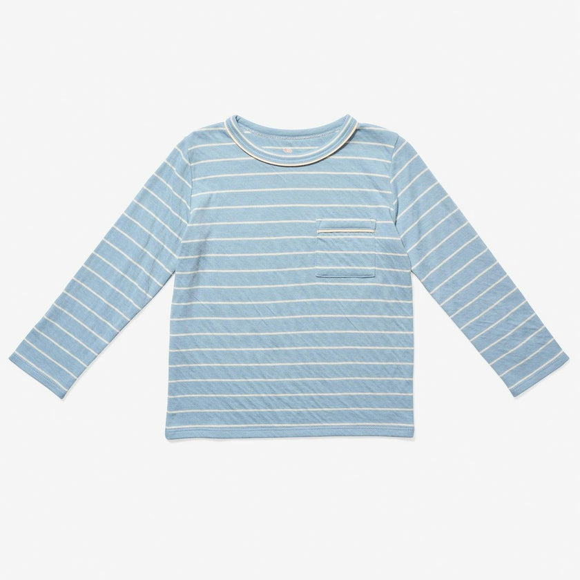 Edward T-Shirt, Dusty Blue Fine Stripe