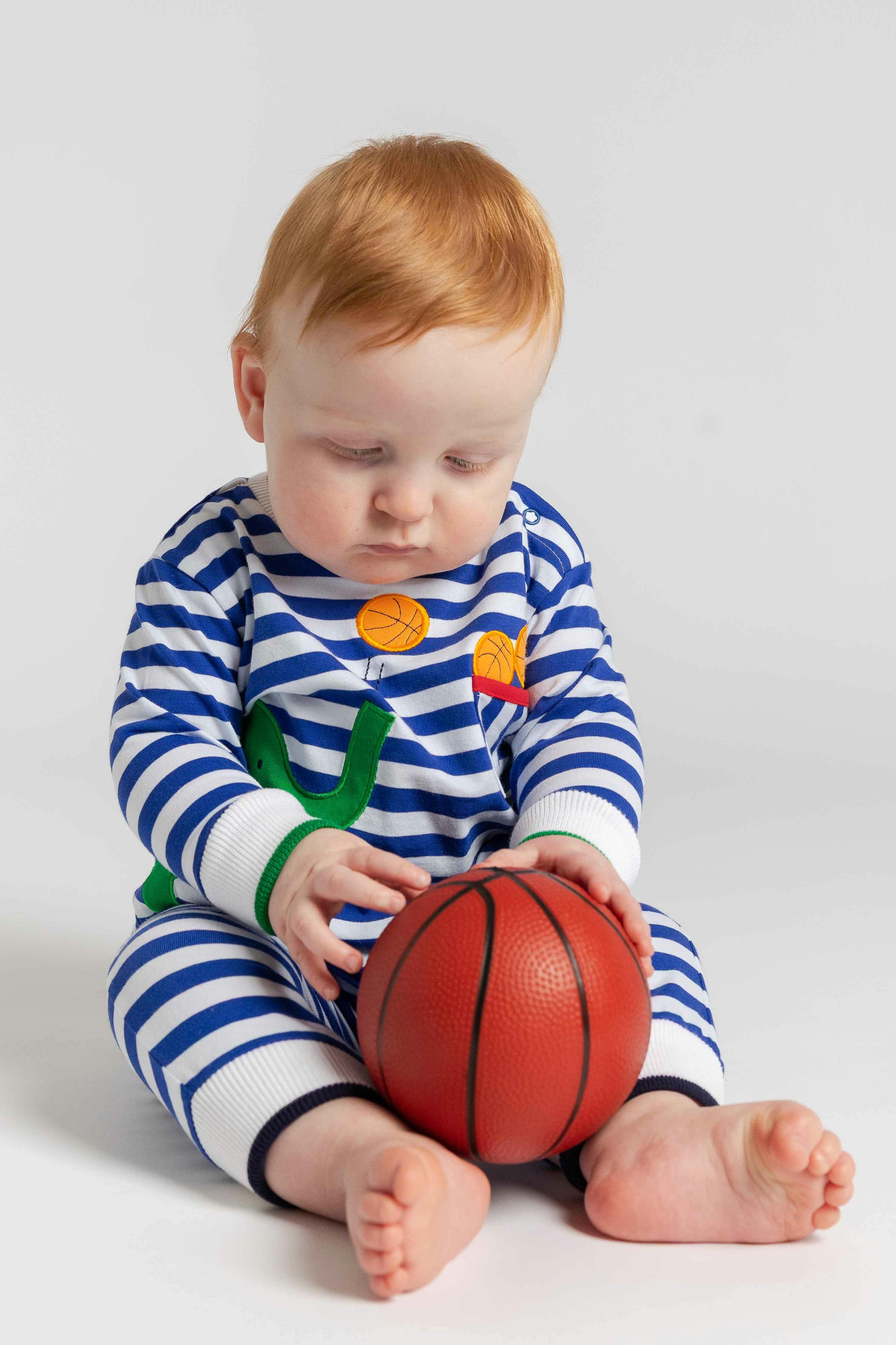 Stripe Knit Longall with Elephant & Basketballs