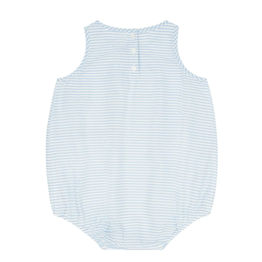 baby powder blue stripe bubble romper