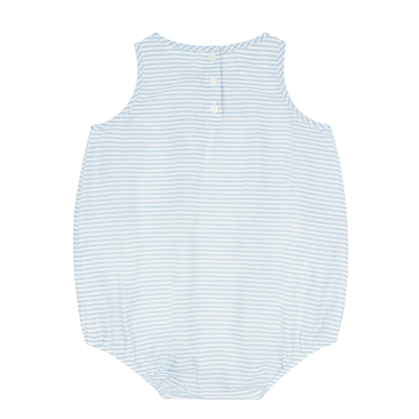baby powder blue stripe bubble romper