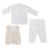 White 3pc Cool Dude Striped Outfit
