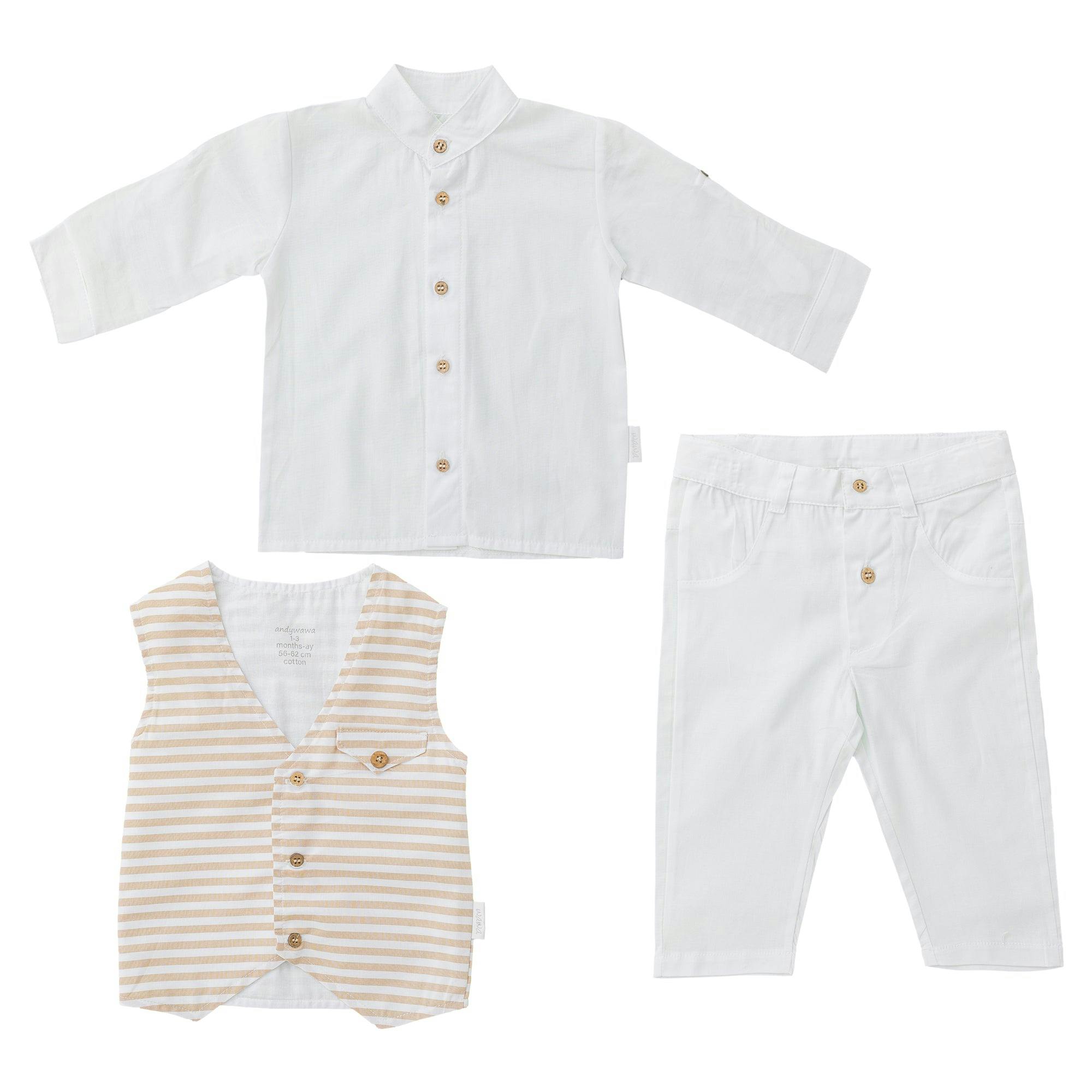 White 3pc Cool Dude Striped Outfit