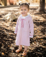 Girls Gingham Dress with Velvet Bow