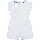 Linen Peter Pan Collar Button Front Romper, White