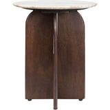 Naomi 18" Rustic Minimalist Marble/Wood X-Base Accent Table