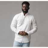 Organic Long Sleeve Stretch Poplin Button Down Shirt, White