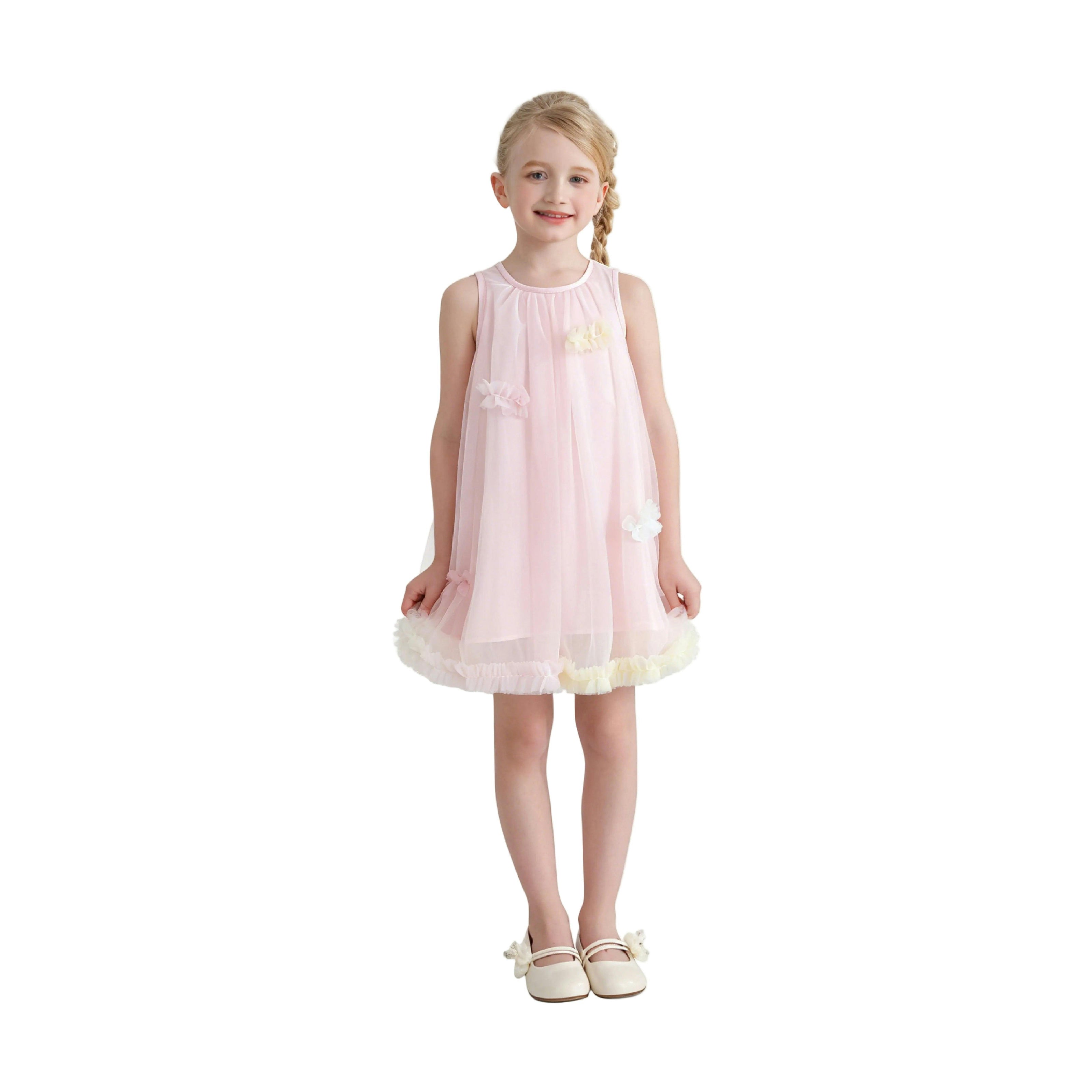 Pink Serenelle Floral Embellished Tulle Dress
