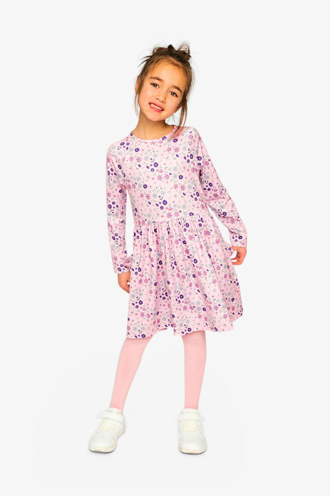 Long Sleeve Dress Rose Print Daisies