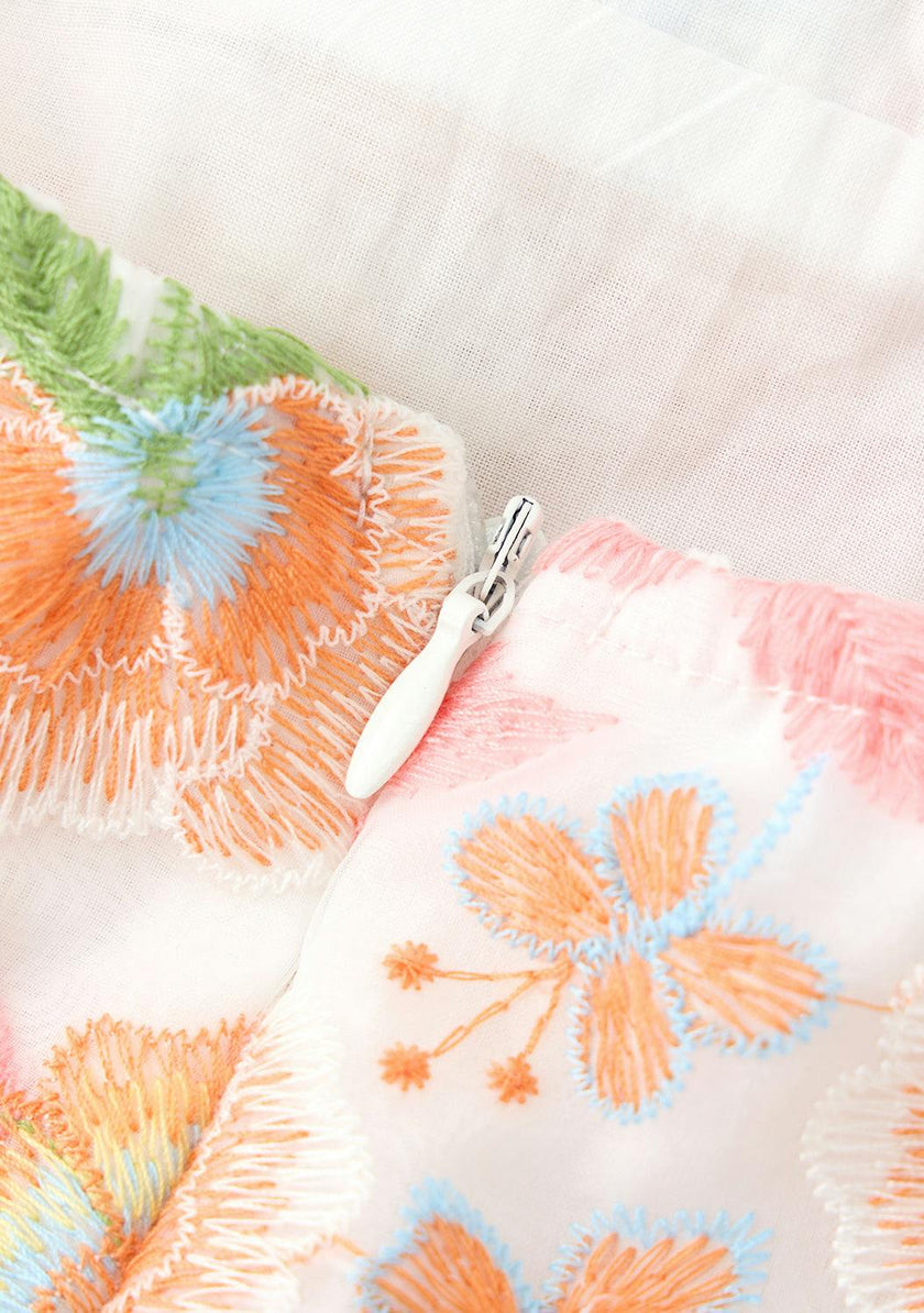 Bianca Embroidered Frill Maxi Dress