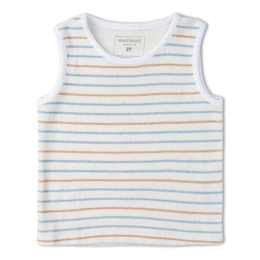 Organic Sleeveless Tee & Shorts Set - Cabana Stripes