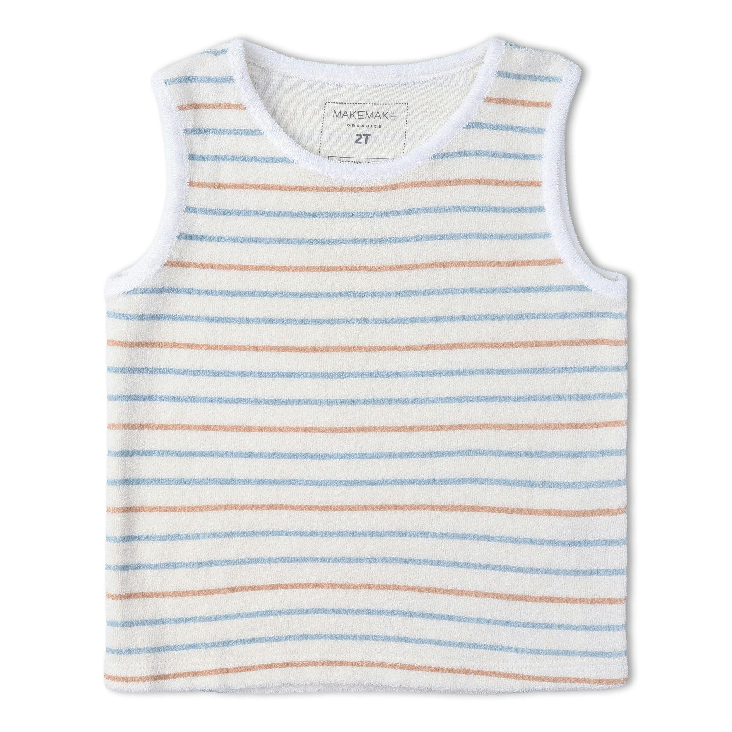 Organic Sleeveless Tee & Shorts Set - Cabana Stripes
