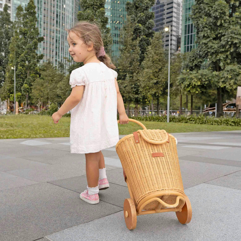 Handcrafted - Eric Kids Shopping Trolley - Rattan Wicker