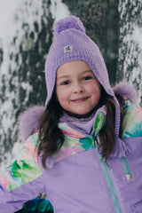 Winter Peruvian Knit Hat with Pompom Violet