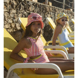 Beach stripes and bows bucket hat