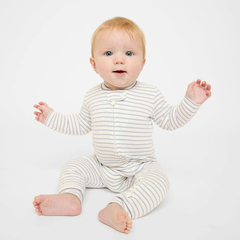 Ziggy Zip Romper, Cloud Mini Stripe