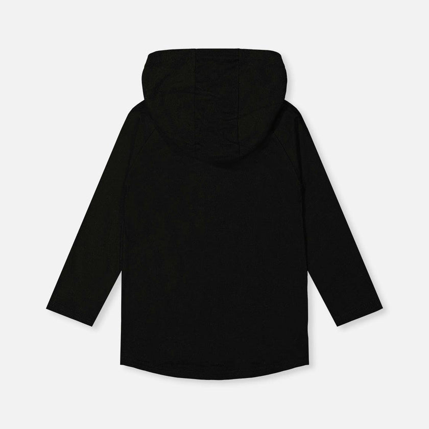 Raglan Hooded T-Shirt Black and Brown