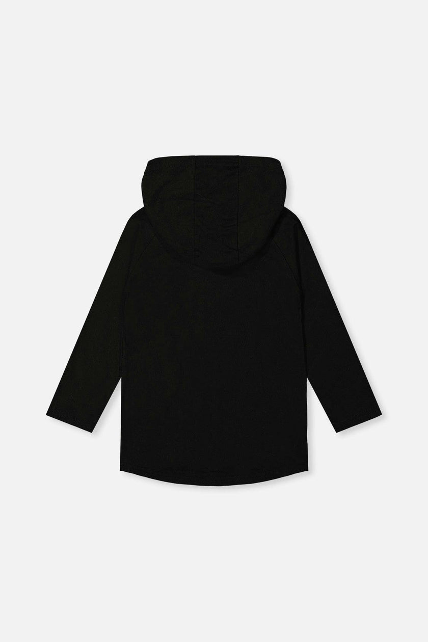 Raglan Hooded T-Shirt Black and Brown