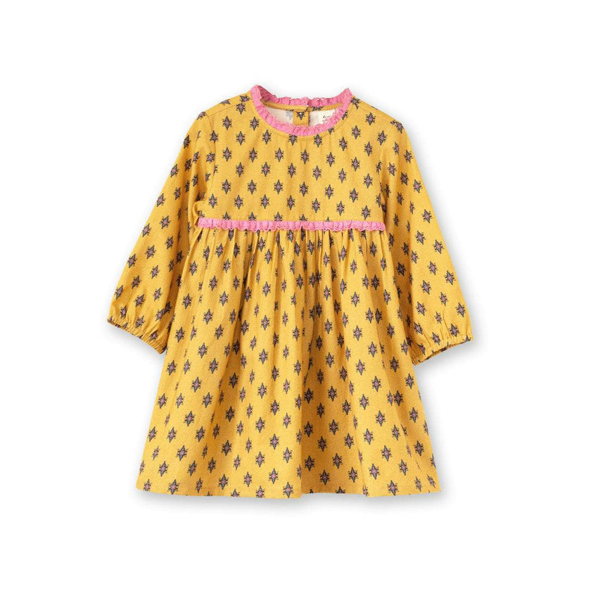 Toddler All-Over Print Lace Trim Long Sleeve Dress