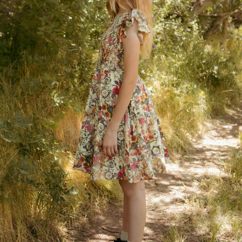 Mini Hattie Dress in Rose Vine