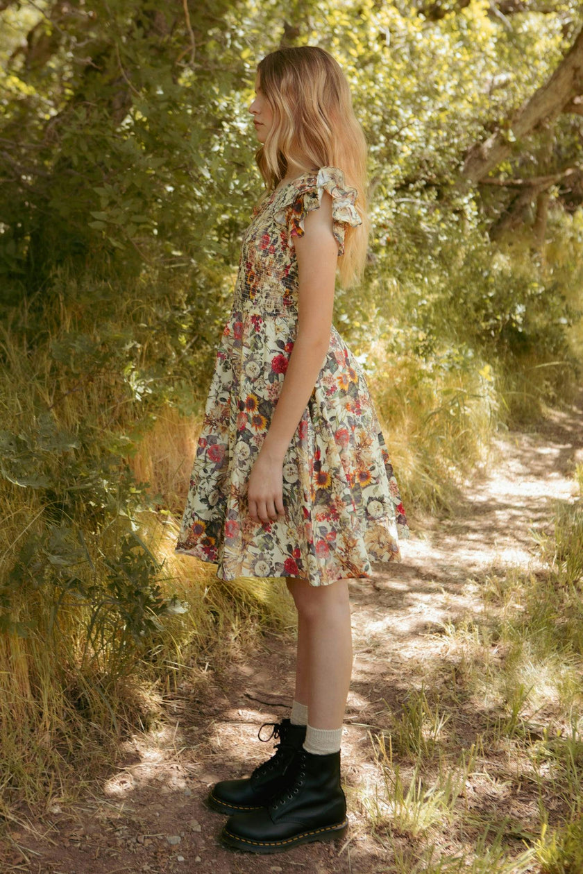 Mini Hattie Dress in Rose Vine