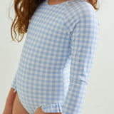 Girls Oasis Blue Gingham Rashguard One Piece