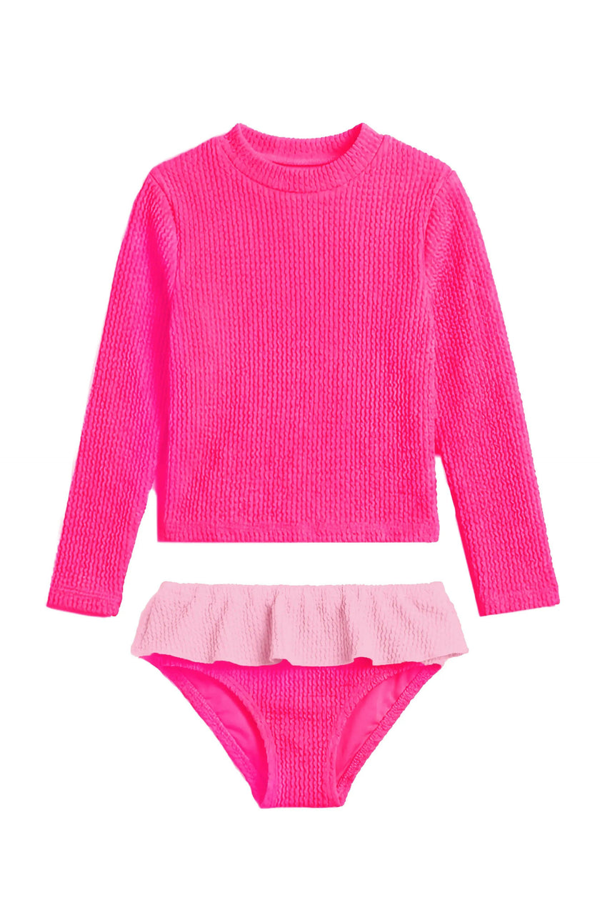 Pia Toddler Crinkle Ruffle Rashguard Set - Fuchsia