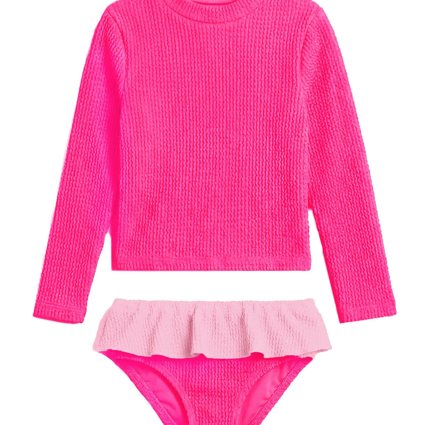 Pia Toddler Crinkle Ruffle Rashguard Set - Fuchsia