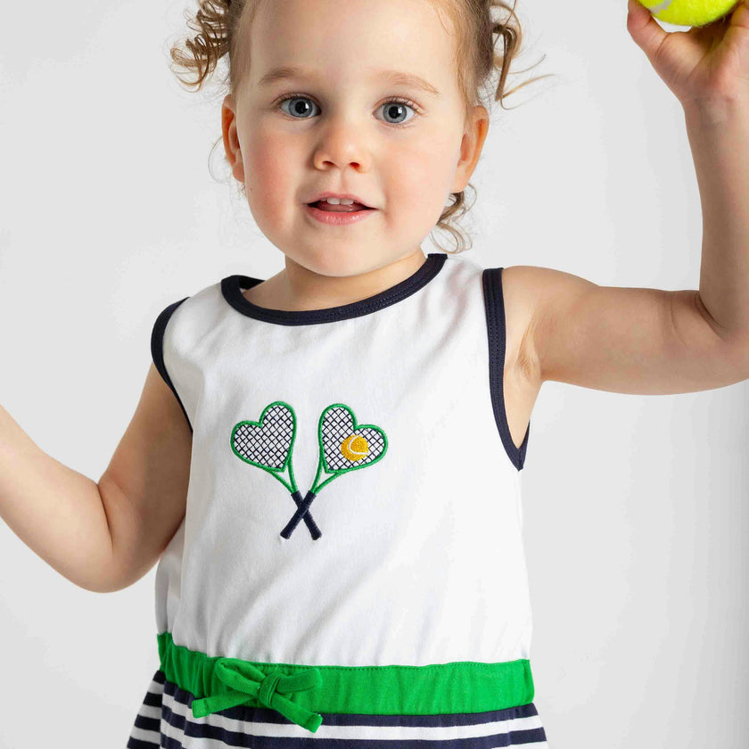 Stripe Knit Dress with Tennis Rackets