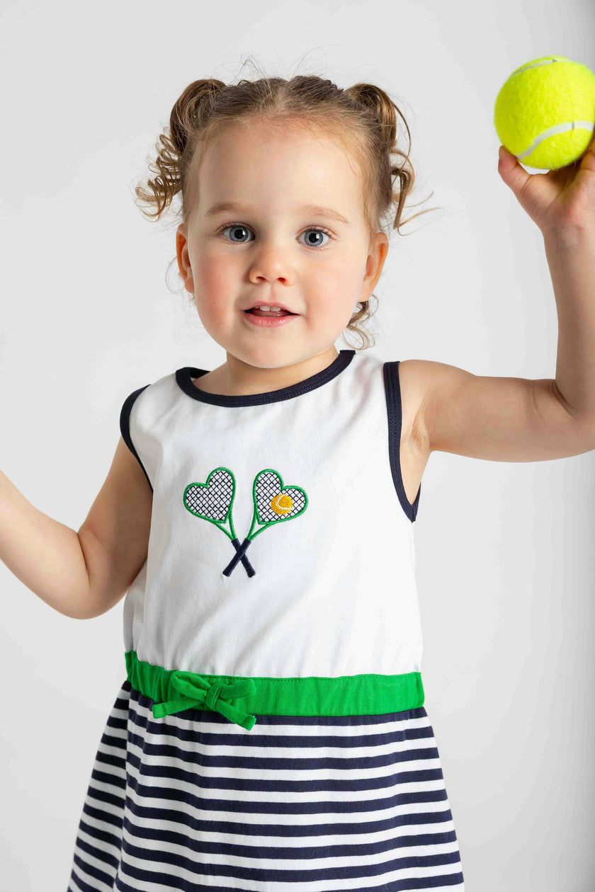 Stripe Knit Dress with Tennis Rackets