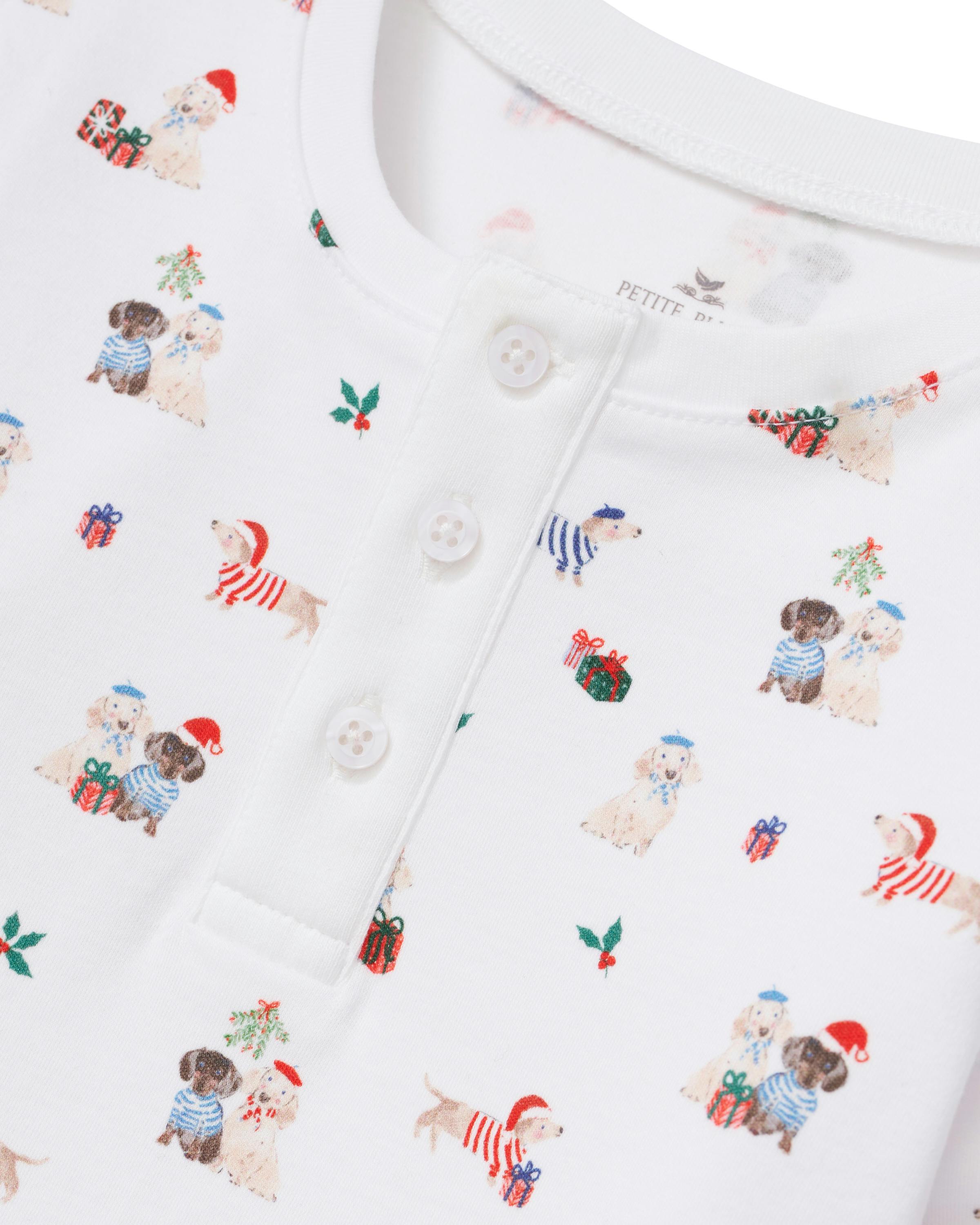 Kid's Pima Snug Fit Pajama Set in Woof de Noël