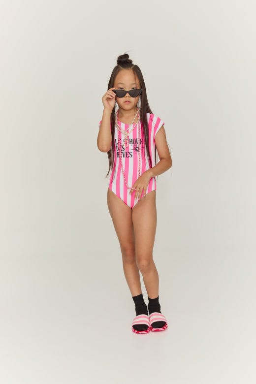 Pink Striped Bathing Suit