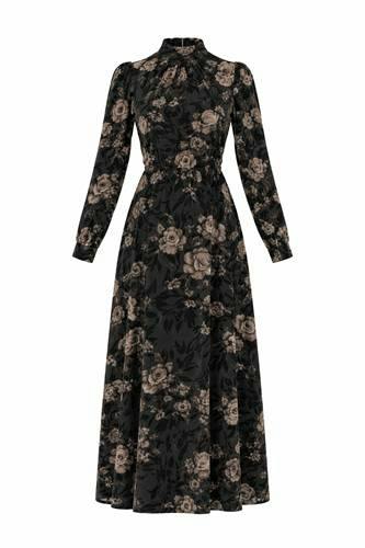 Flocked Velvet Maxi Dress