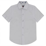 White Button Down Shirt With Contrast Print Inside Neck