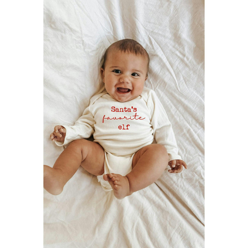 Santa's Favorite Elf Organic Baby Bodysuit Long Sleeve