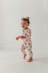 Baby Girl Waffle Romper in Rose Elegance Bows