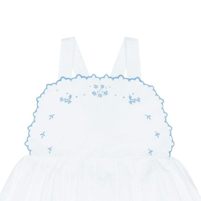 girls shell white cross back pinafore dress