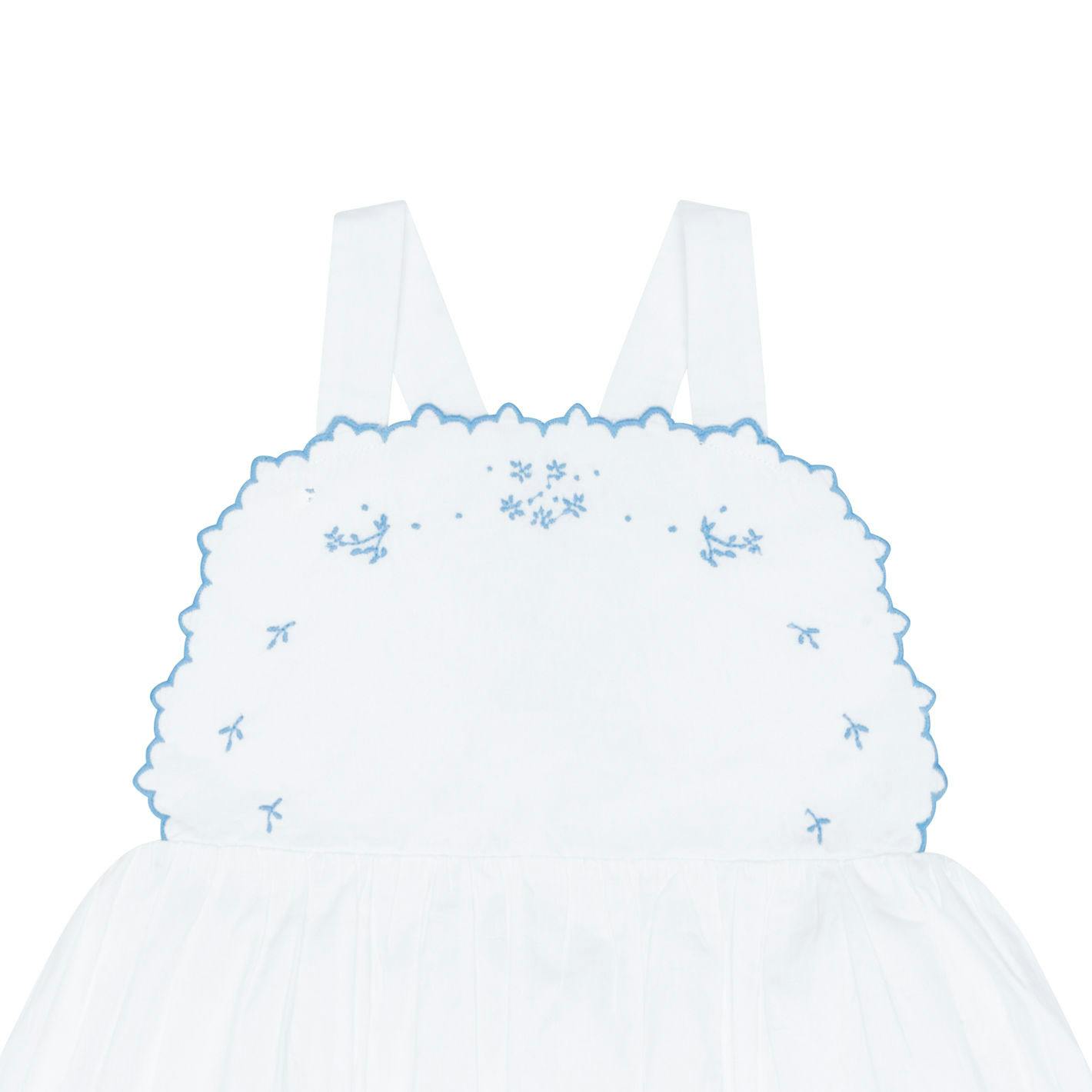 girls shell white cross back pinafore dress